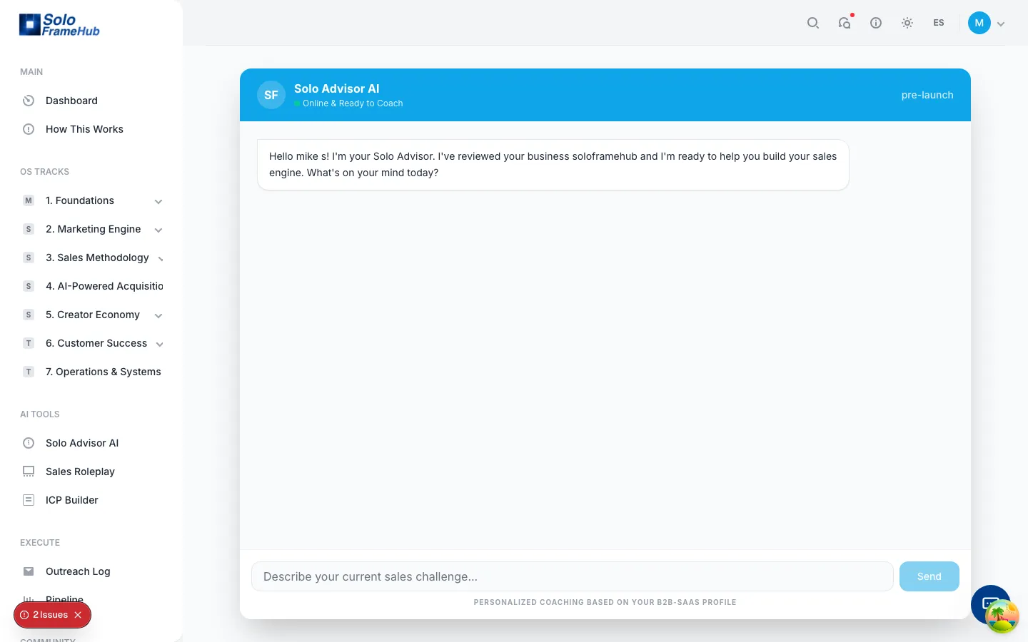 GTM OS AI sales coach grounded in your startup pipeline: founder sales coaching software